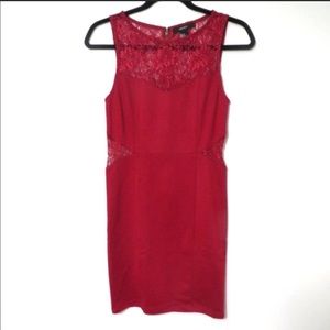 🤩Forever 21 red lace mini dress sleeveless sweetheart neckline